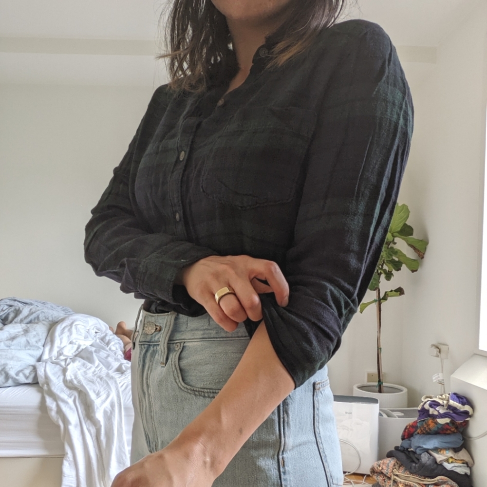 Abercrombie green and blue flannel shirt